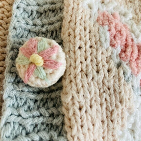 VTG 90s Marisa Christina Sweater Vest Easter Bunny Eggs Embroidered Handknit XL - Picture 4 of 13